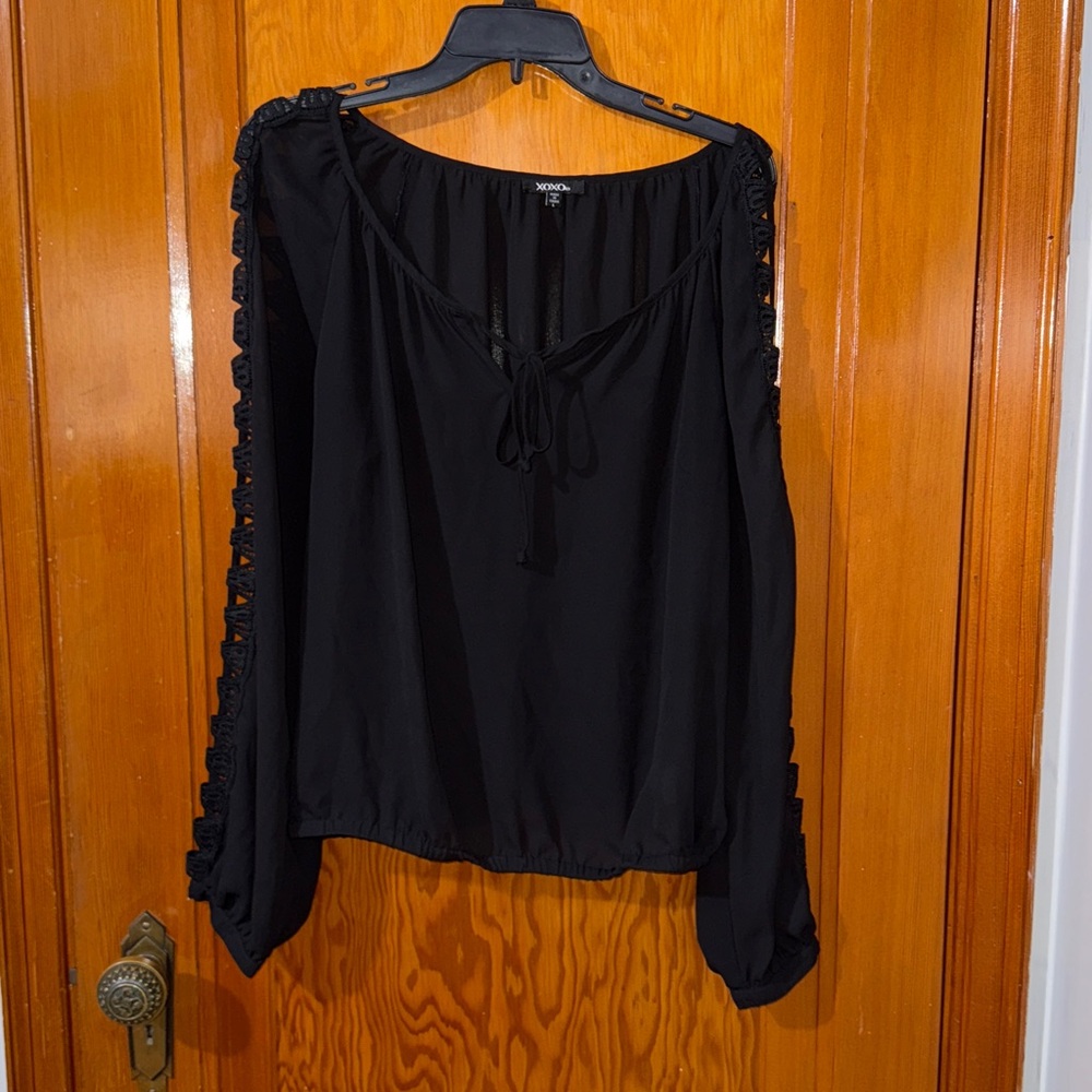 XOXO Black Blouse with Elegant Detailing
